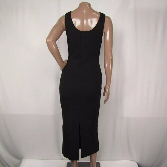 NEW TOXCIN Womens Midi Tank Dress Jet Black Size XS Lucy Scoop Neck Tie Front - Picture 7 of 10